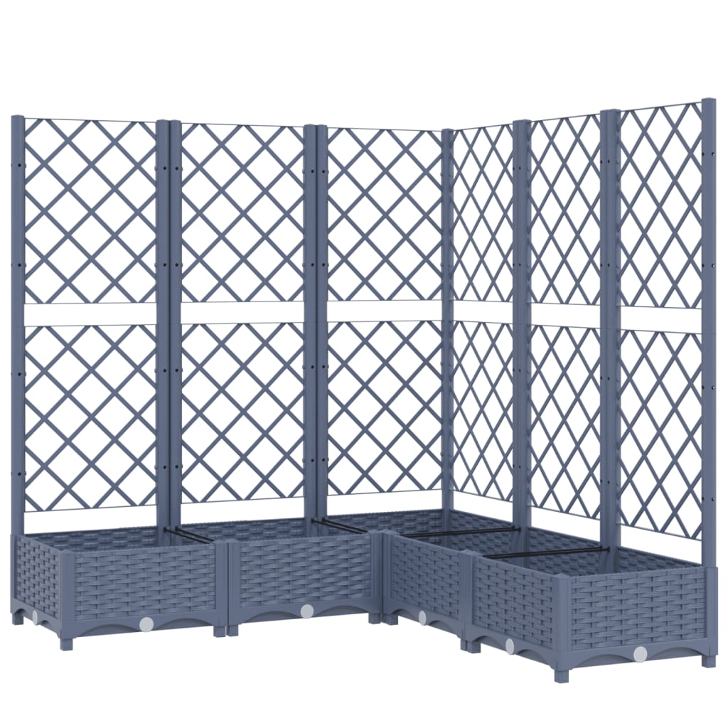 plantekasse med espalier 120x120x121,5 cm PP blågrå