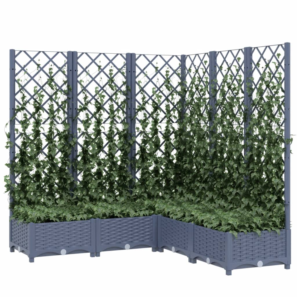 plantekasse med espalier 120x120x121,5 cm PP blågrå