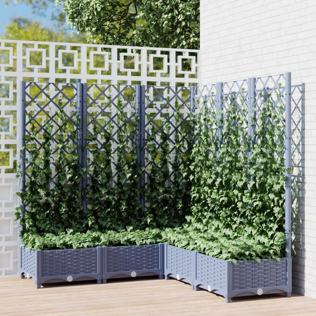 plantekasse med espalier 120x120x121,5 cm PP blågrå