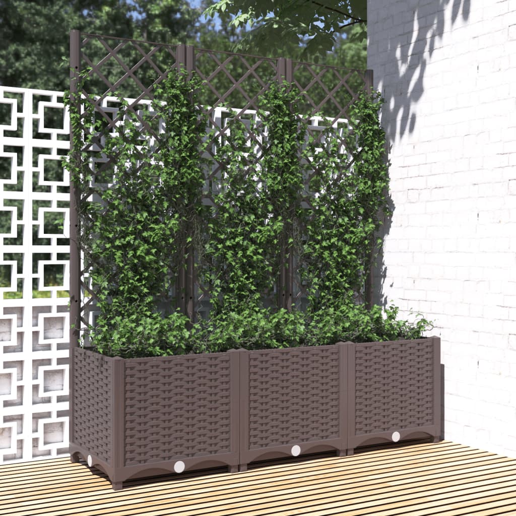 plantekasse med espalier 120x40x136 cm PP brun