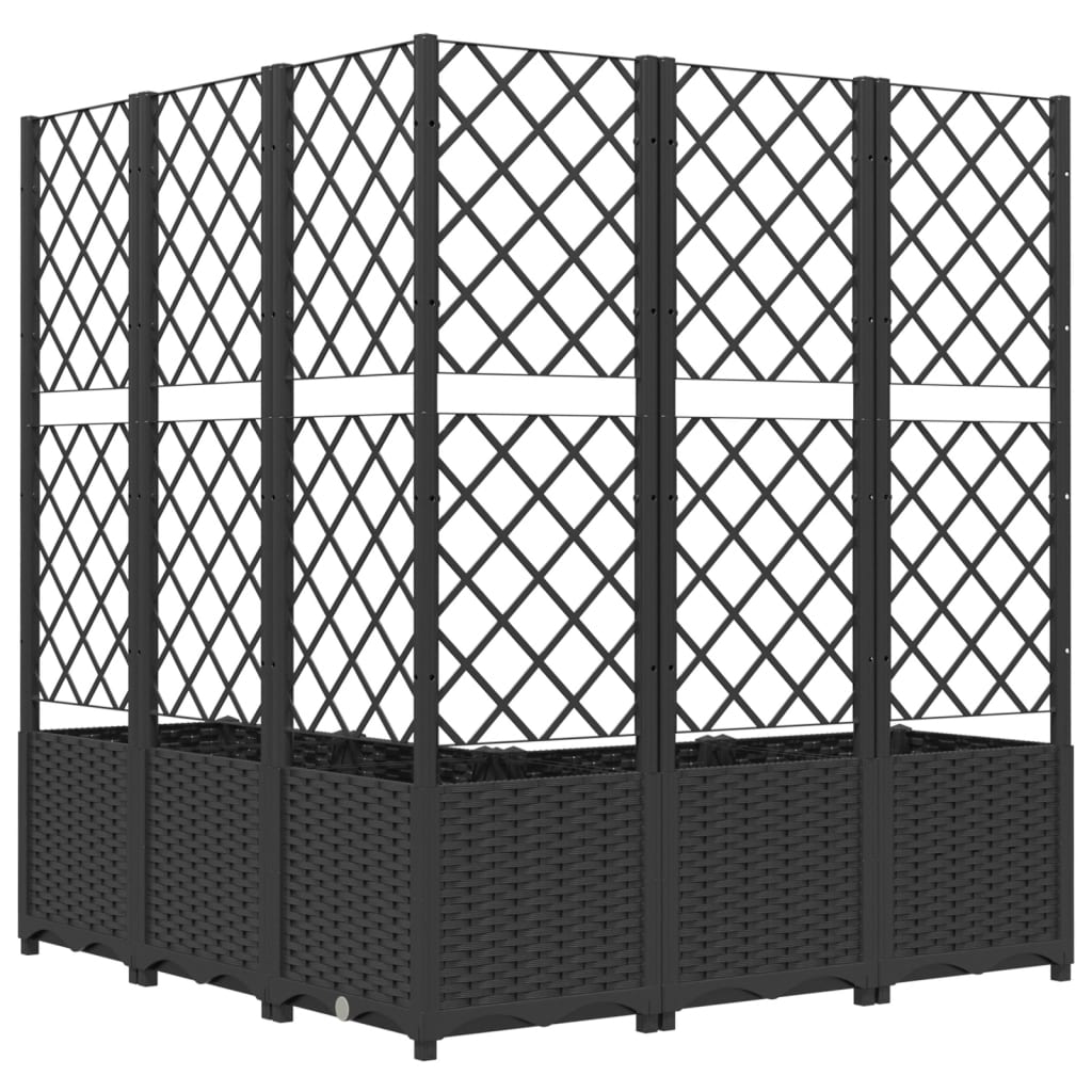 plantekasse med espalier 120x120x136 cm PP sort