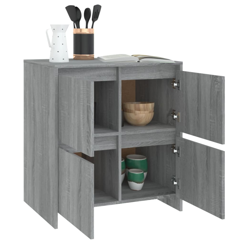 skænke 2 stk. 70x41x75 cm konstrueret træ grå sonoma-eg