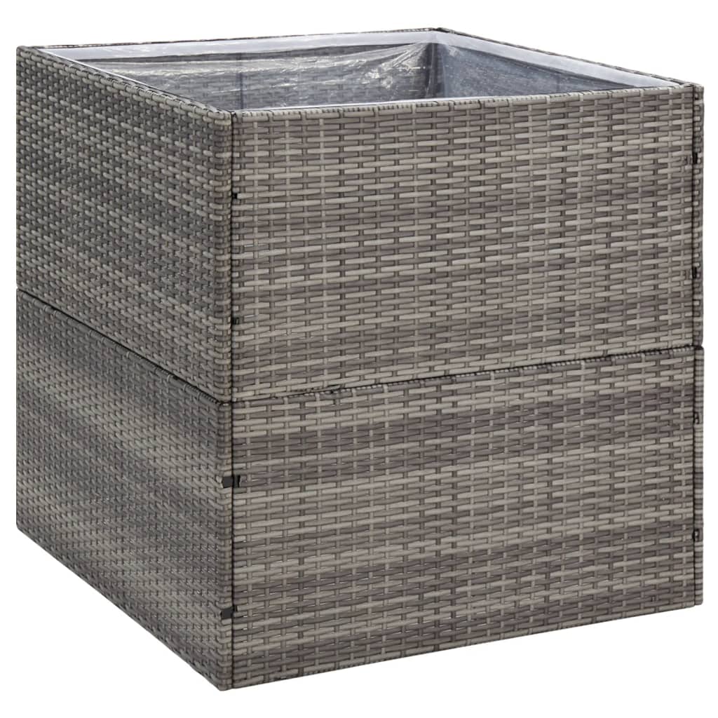 plantekasse 80x80x80 cm polyrattan grå