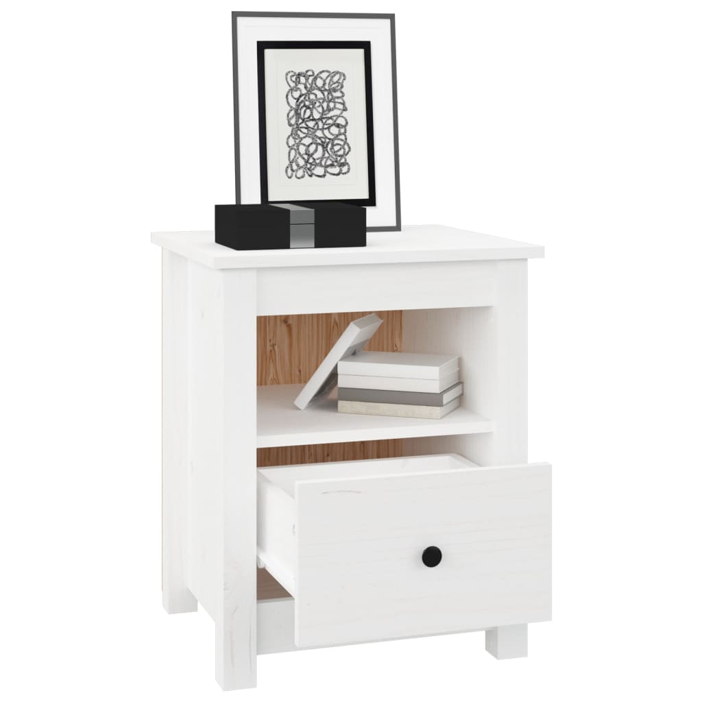 sengeborde 2 stk. 40x35x49 cm massivt fyrretræ hvid