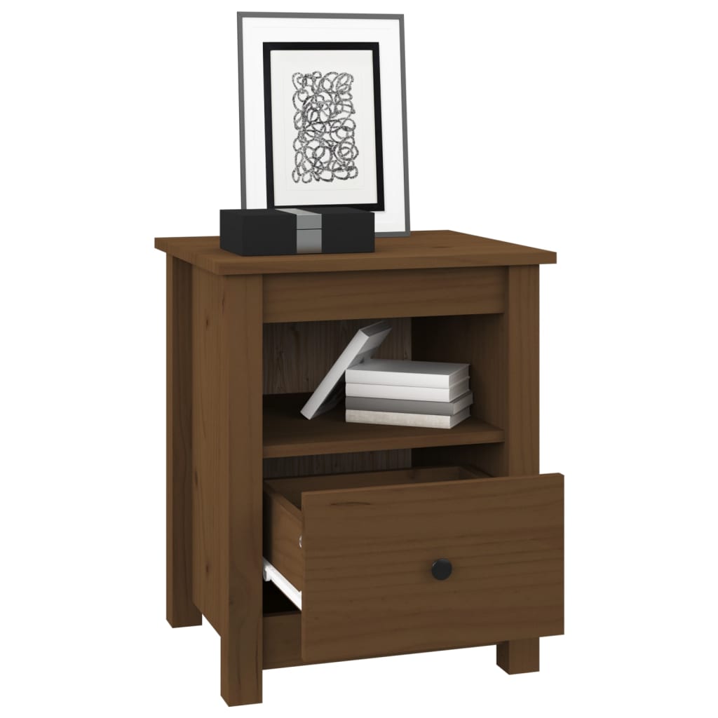 sengeborde 2 stk. 40x35x49 cm massivt fyrretræ gyldenbrun