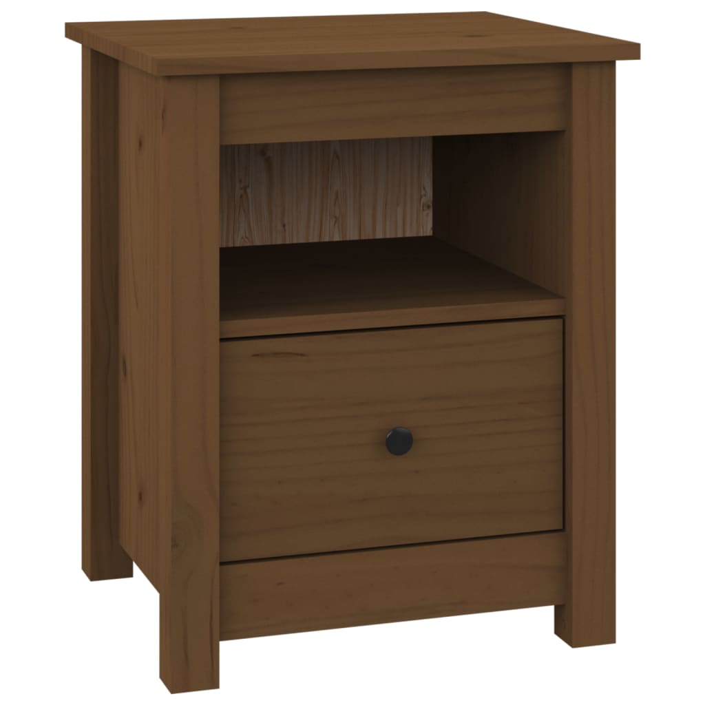 sengeborde 2 stk. 40x35x49 cm massivt fyrretræ gyldenbrun