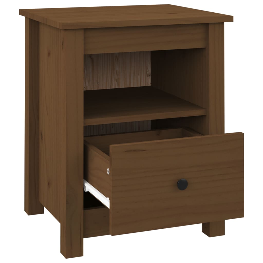 sengeborde 2 stk. 40x35x49 cm massivt fyrretræ gyldenbrun