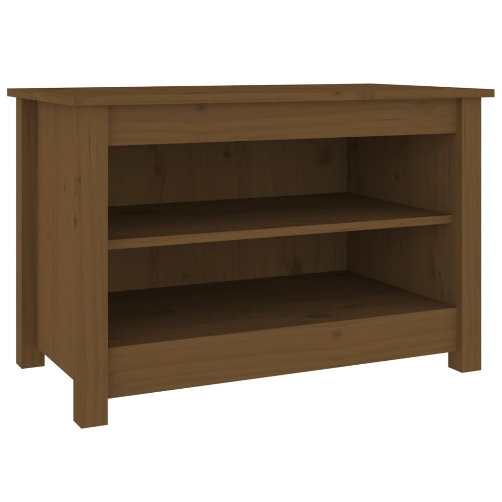 skobænk 70x38x45,5 cm massivt fyrretræ gyldenbrun
