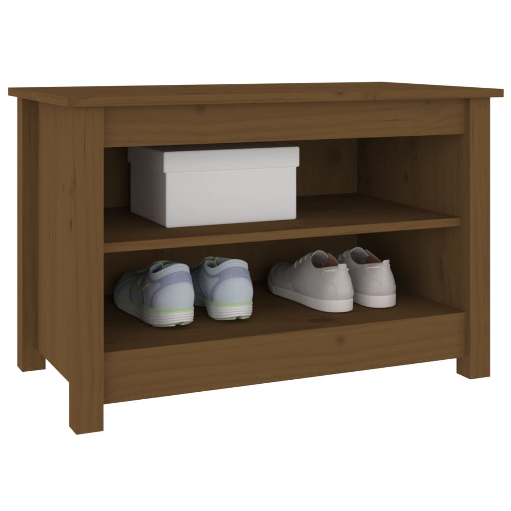 skobænk 70x38x45,5 cm massivt fyrretræ gyldenbrun