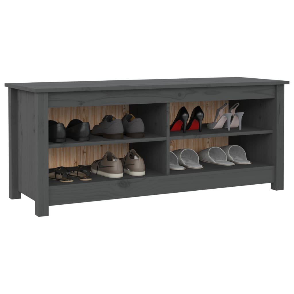 skobænk 110x38x45,5 cm massivt fyrretræ grå