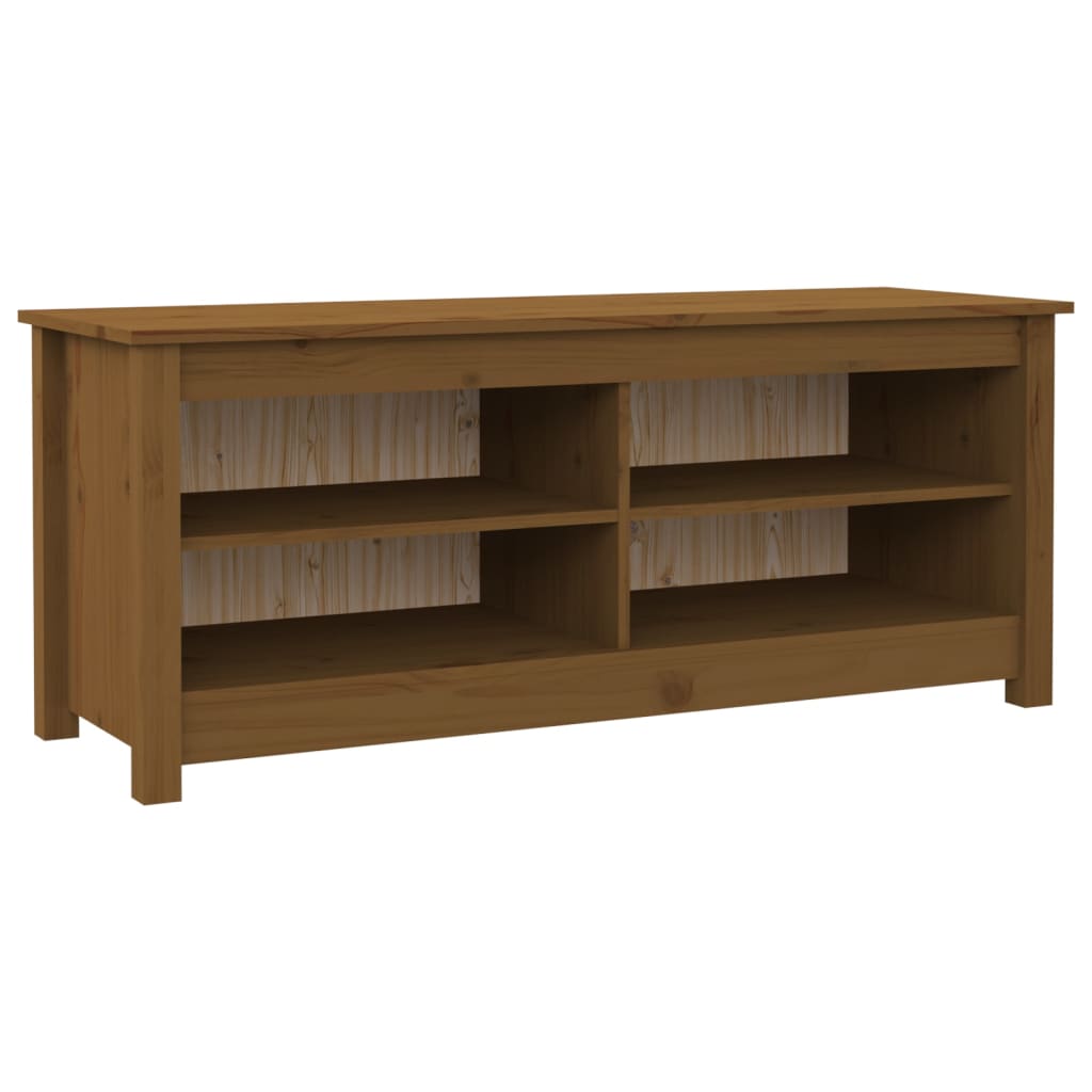 skobænk 110x38x45,5 cm massivt fyrretræ gyldenbrun
