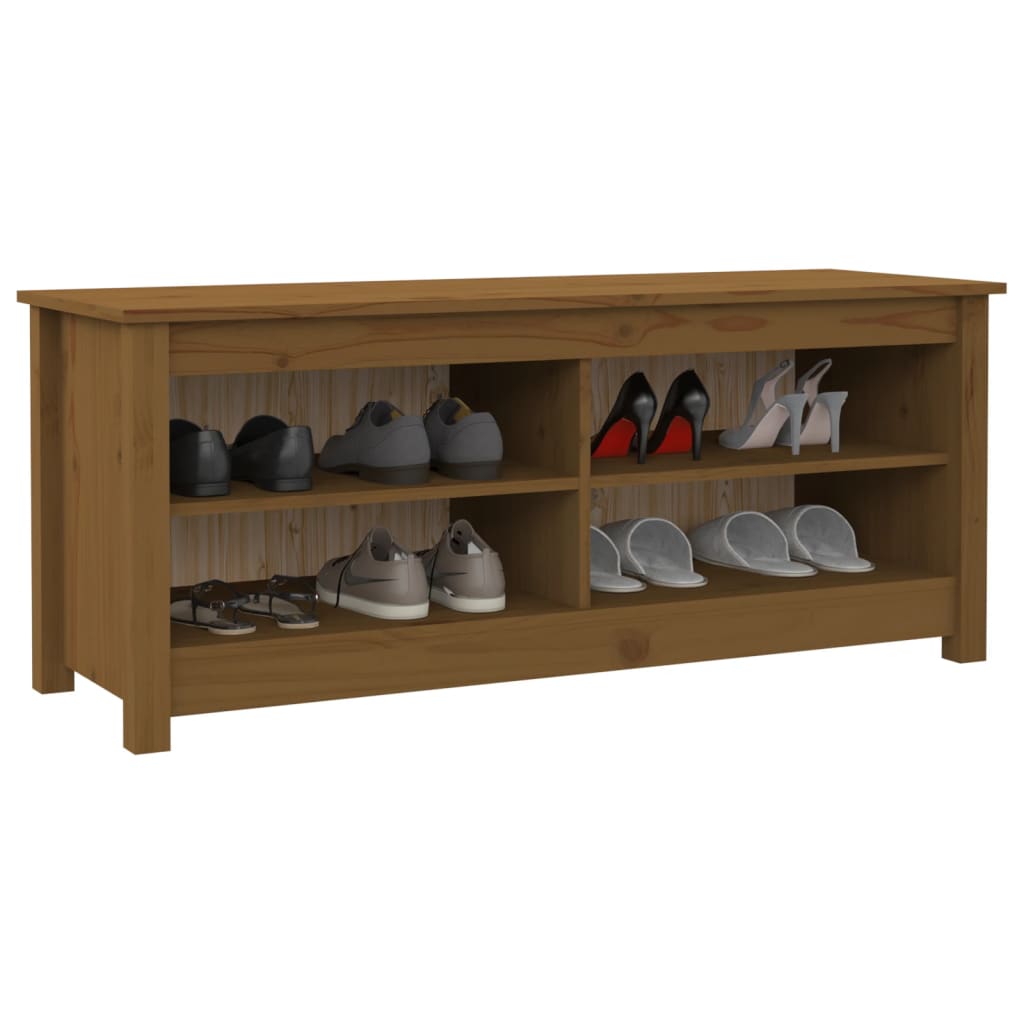 skobænk 110x38x45,5 cm massivt fyrretræ gyldenbrun