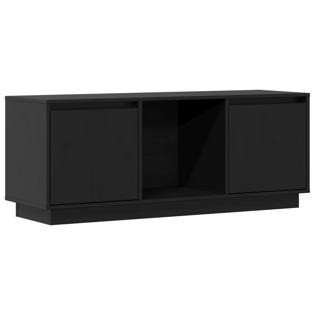 tv-bord 110,5x35x44 cm massivt fyrretræ sort