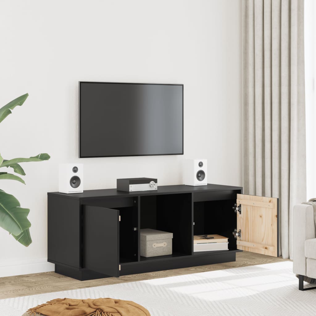 tv-bord 110,5x35x44 cm massivt fyrretræ sort