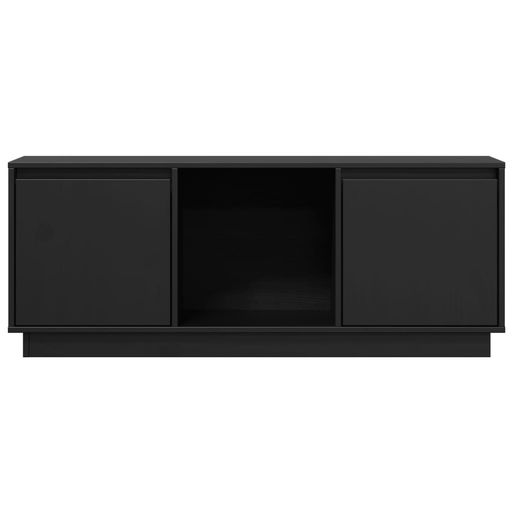 tv-bord 110,5x35x44 cm massivt fyrretræ sort