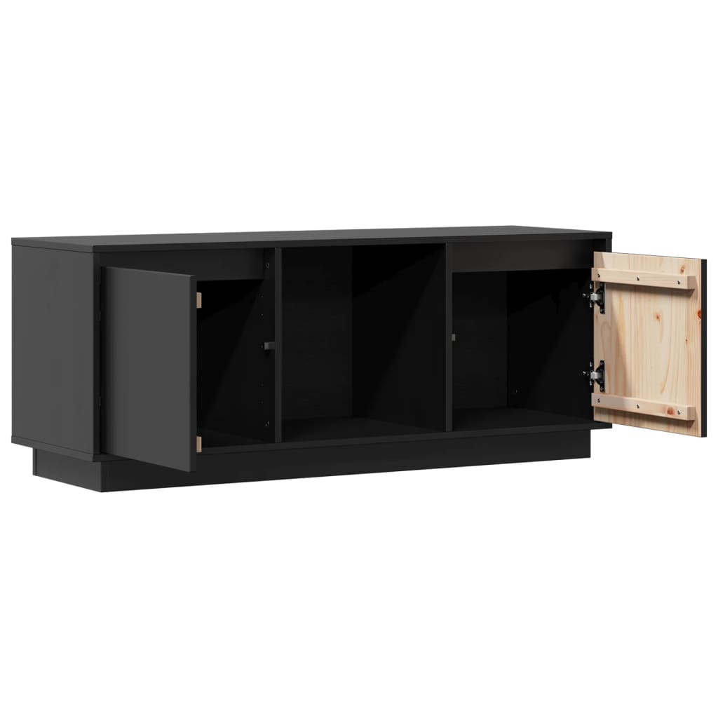tv-bord 110,5x35x44 cm massivt fyrretræ sort