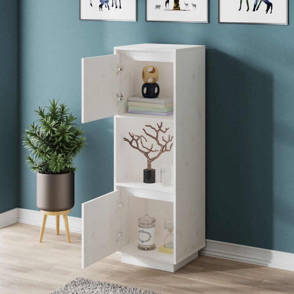 højskab 38x35x117 cm massivt fyrretræ hvid