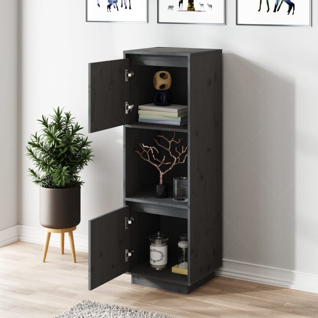 højskab 38x35x117 cm massivt fyrretræ grå
