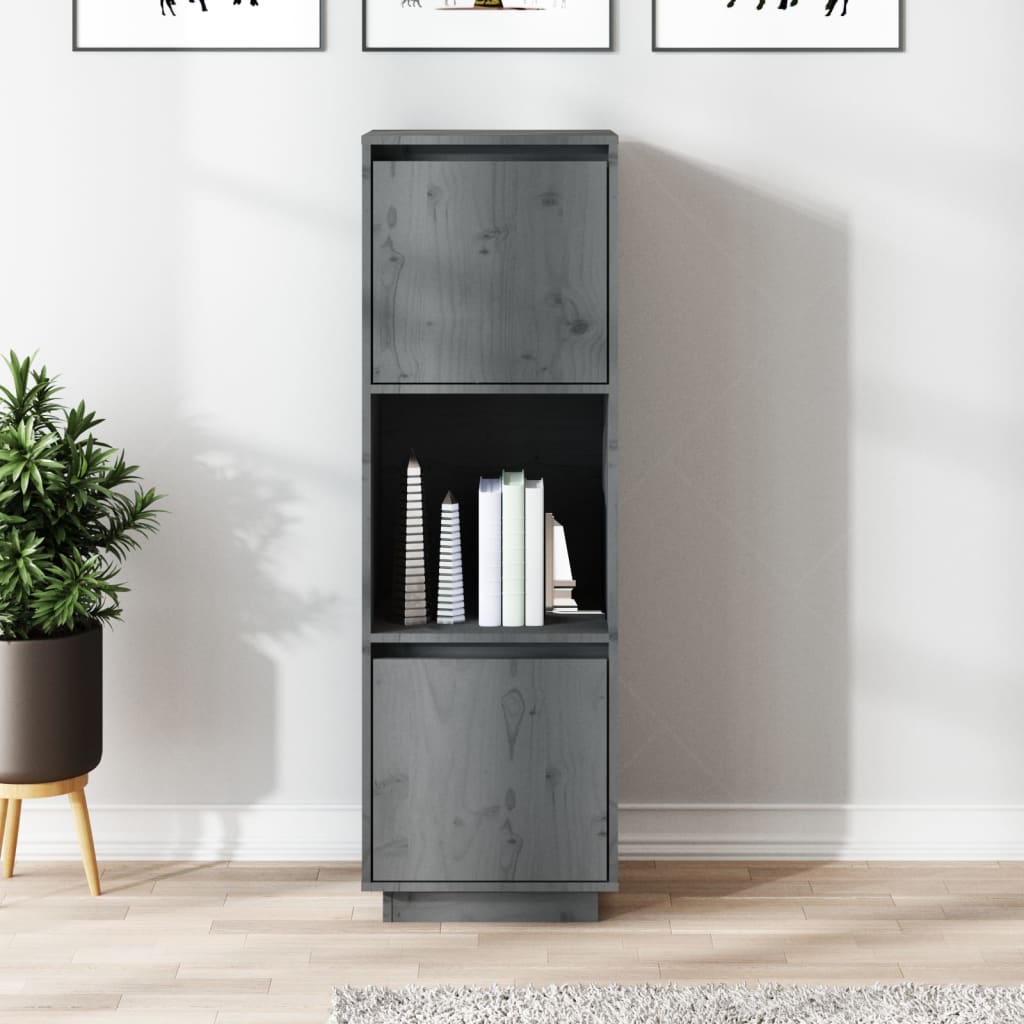 højskab 38x35x117 cm massivt fyrretræ grå