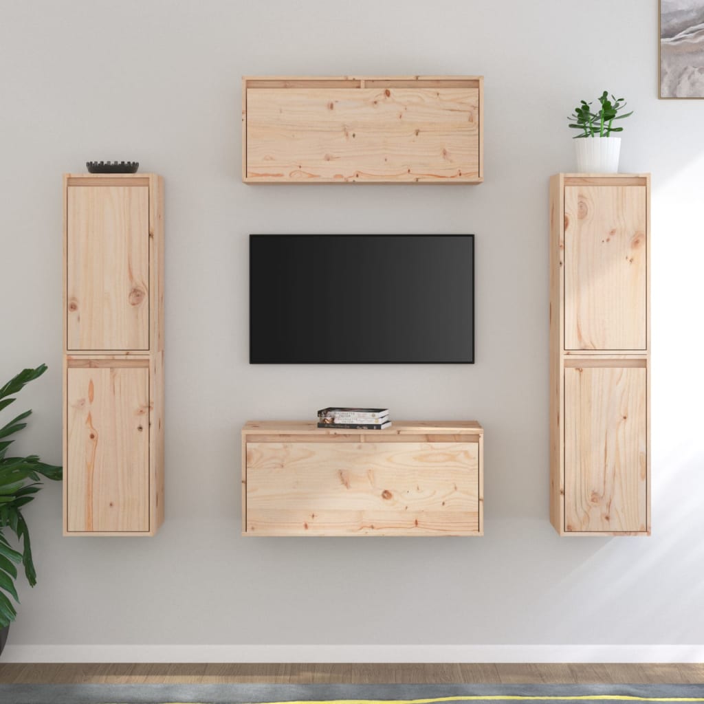 tv-skabe 6 dele massivt fyrretræ