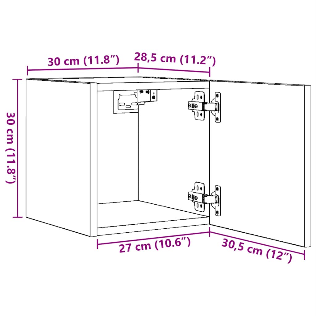 væghængte tv-skabe 4 stk. 30,5x30x30 cm røget egetræsfarve