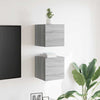 væghængtee tv-skab 2 stk. 30,5x30x30 cm grå og sonoma-eg