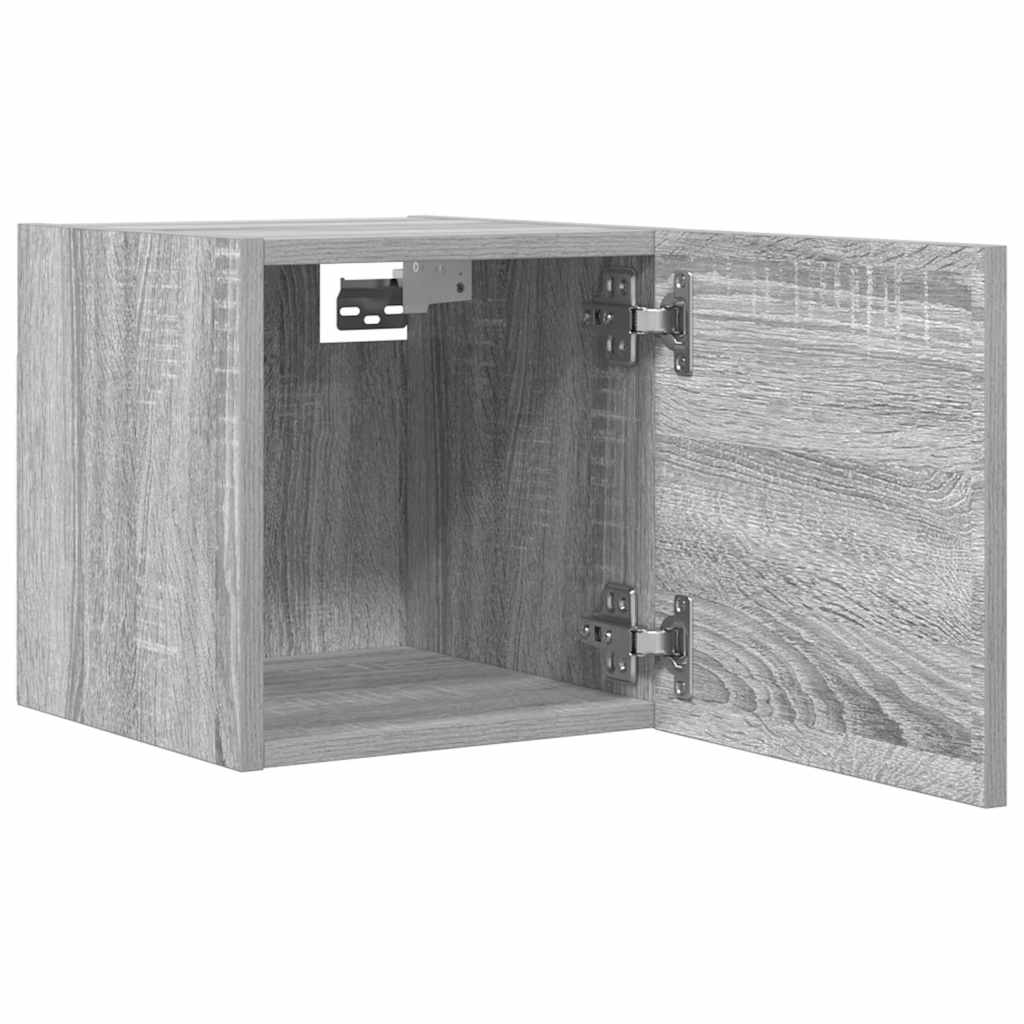 væghængtee tv-skab 4 stk. 30,5x30x30 cm grå og sonoma-eg