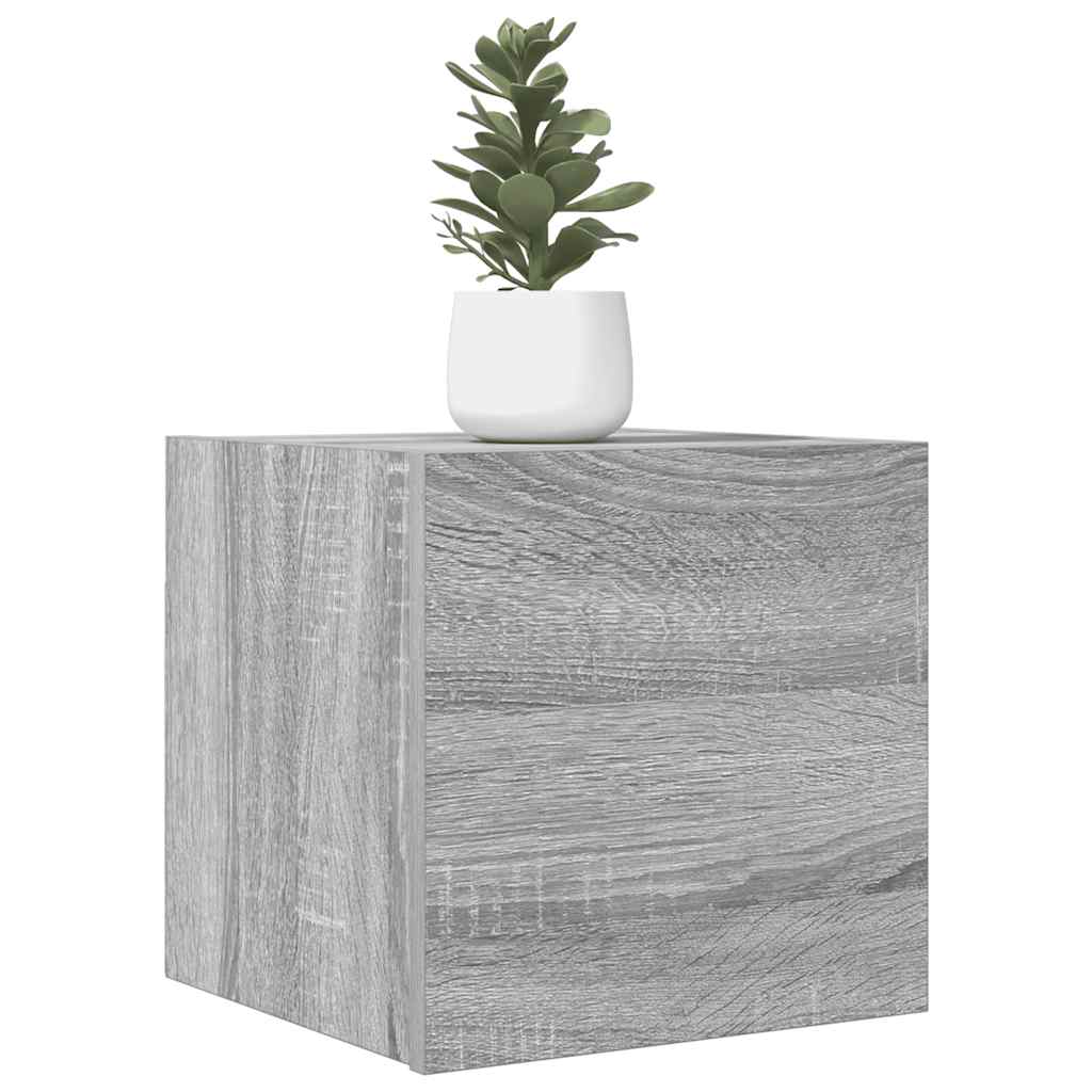 væghængtee tv-skab 4 stk. 30,5x30x30 cm grå og sonoma-eg
