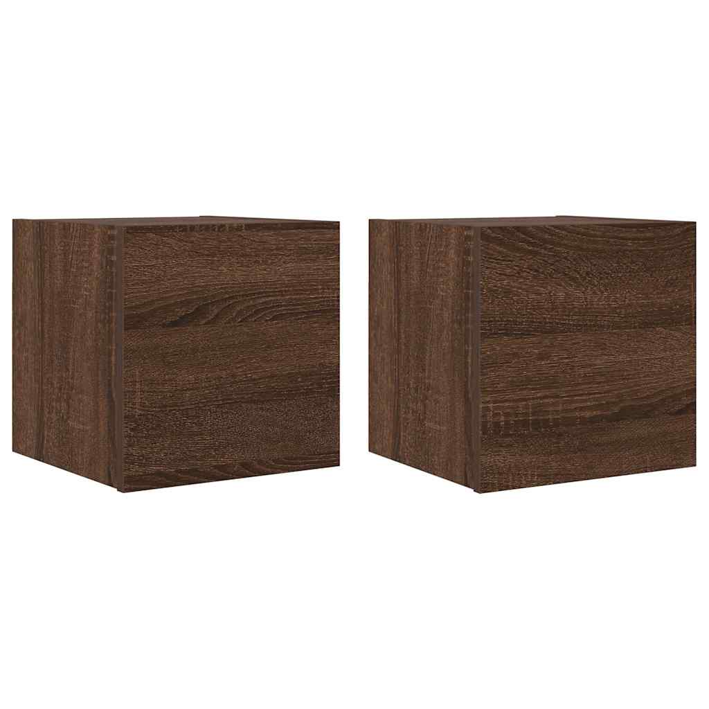 væghængte tv-skabe 2 stk. 30,5x30x30 cm brun egetræ