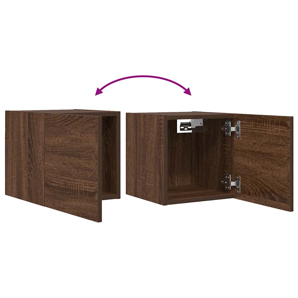 væghængte tv-skabe 2 stk. 30,5x30x30 cm brun egetræ