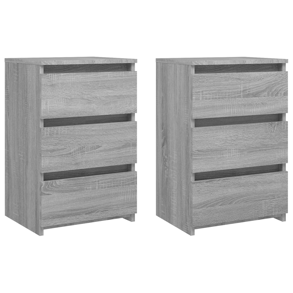 sengeborde 2 stk. 40x35x62,5 cm konstrueret træ grå sonoma-eg