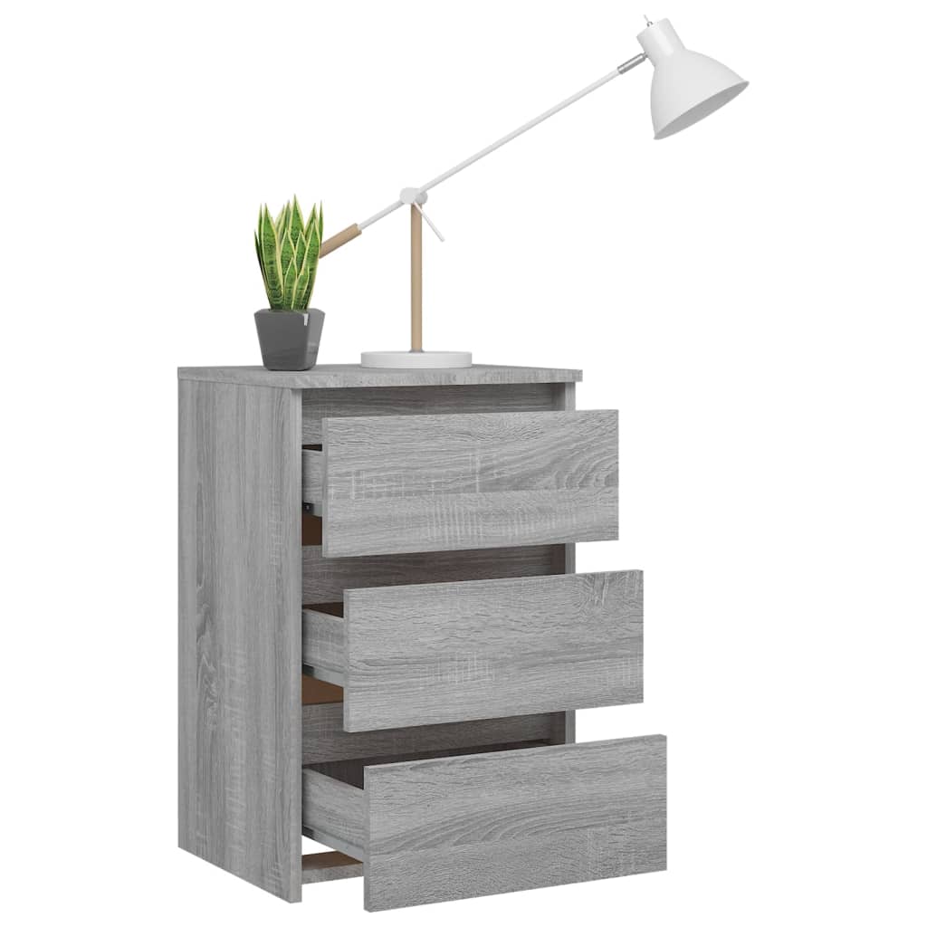 sengeborde 2 stk. 40x35x62,5 cm konstrueret træ grå sonoma-eg