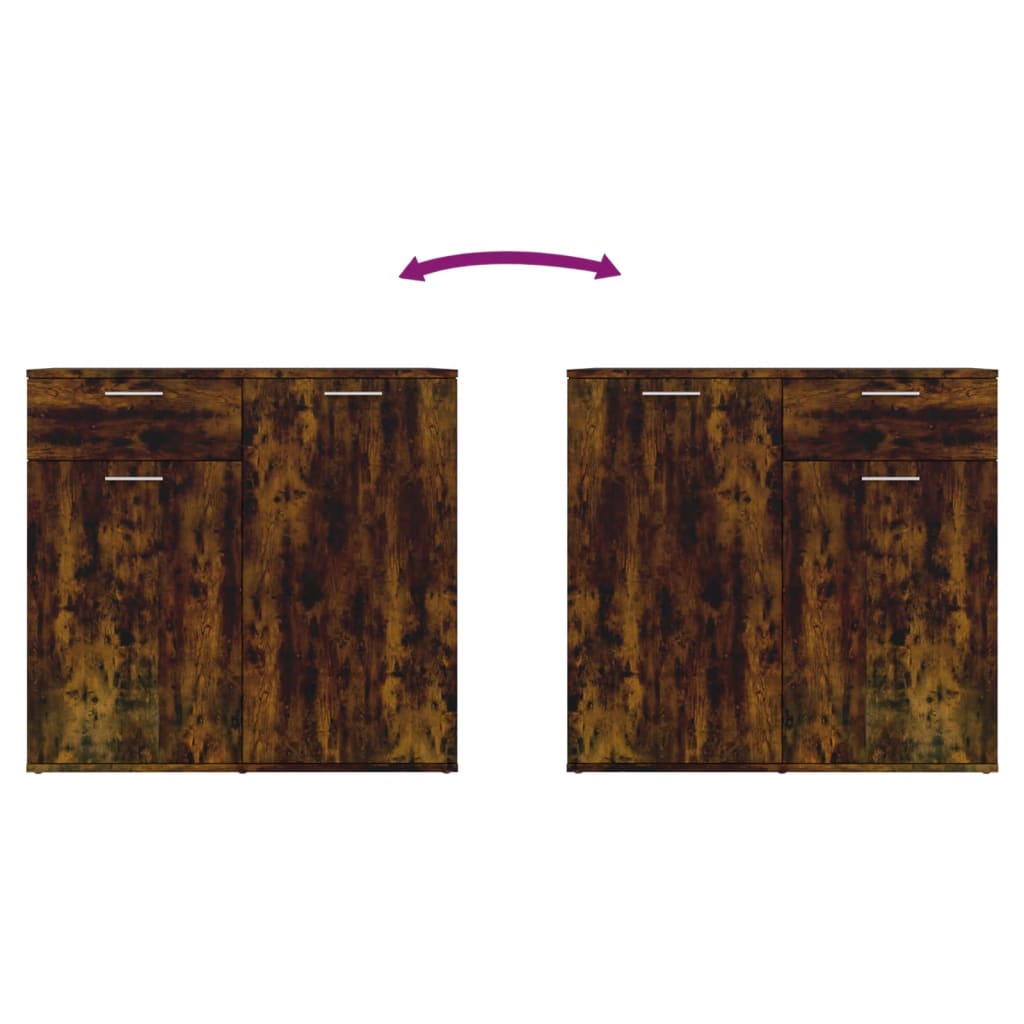 skænk 80x36x75 cm konstrueret træ røget egetræsfarve