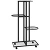 blomsterstativ 4 niveauer med hjul 44x23x80 cm jern sort