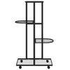 blomsterstativ 4 niveauer med hjul 44x23x80 cm jern sort