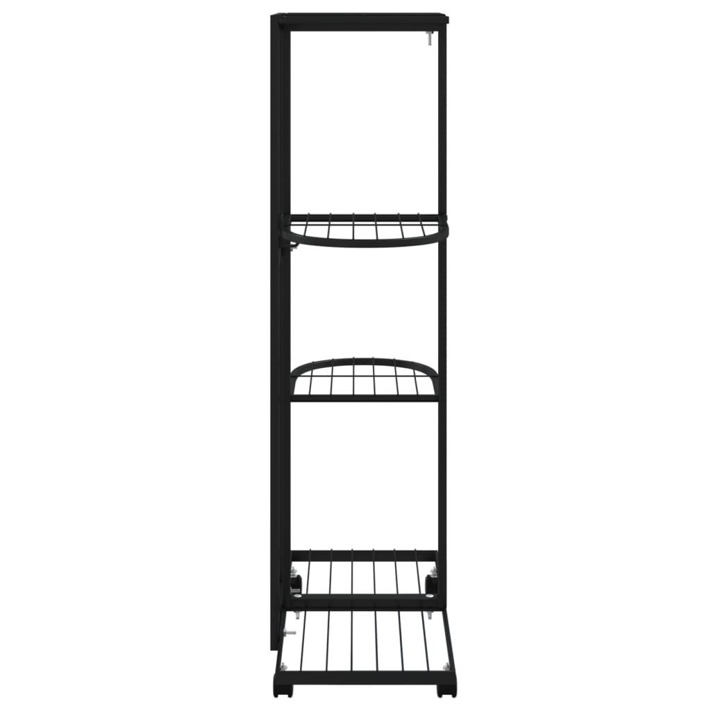 blomsterstativ 4 niveauer med hjul 44x23x80 cm jern sort
