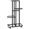 blomsterstativ 4 niveauer med hjul 44x23x80 cm jern sort