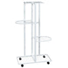 blomsterstativ 4 niveauer med hjul 44x23x80 cm jern hvid