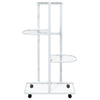 blomsterstativ 4 niveauer med hjul 44x23x80 cm jern hvid