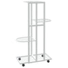 blomsterstativ 4 niveauer med hjul 44x23x80 cm jern hvid