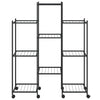blomsterstativ med hjul 83x25x103,5 cm jern sort