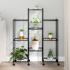 blomsterstativ med hjul 83x25x103,5 cm jern sort