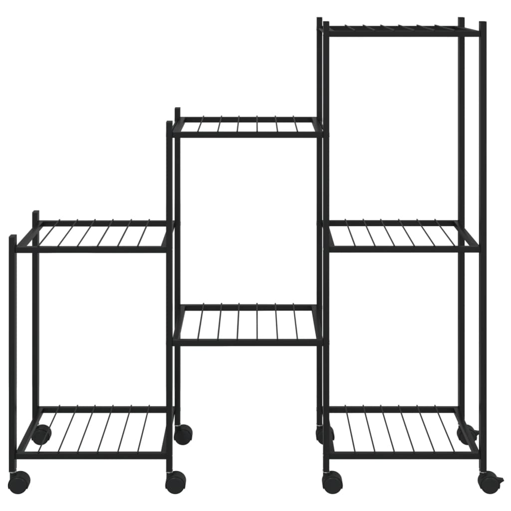 blomsterstativ med hjul 83x25x83,5 cm jern sort