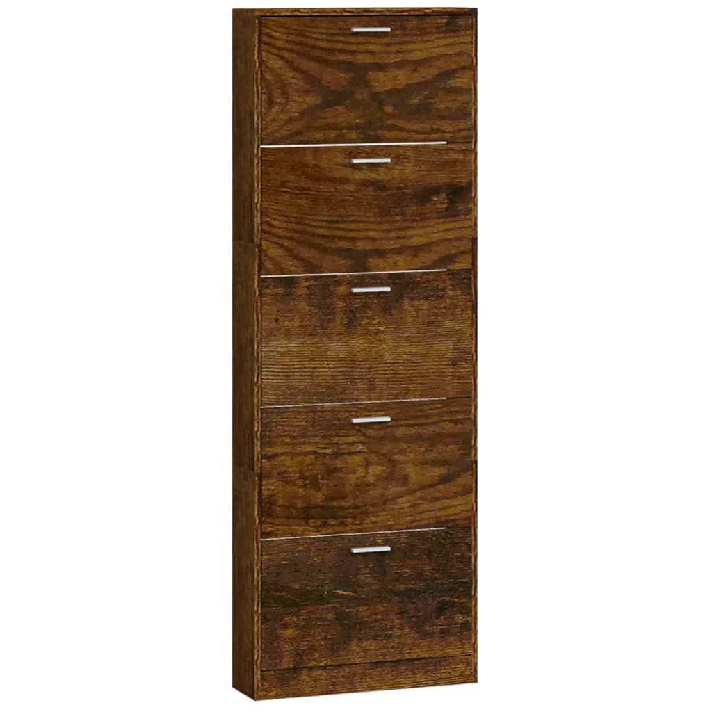 skoskab 59x17x169 cm konstrueret træ røget egetræsfarve