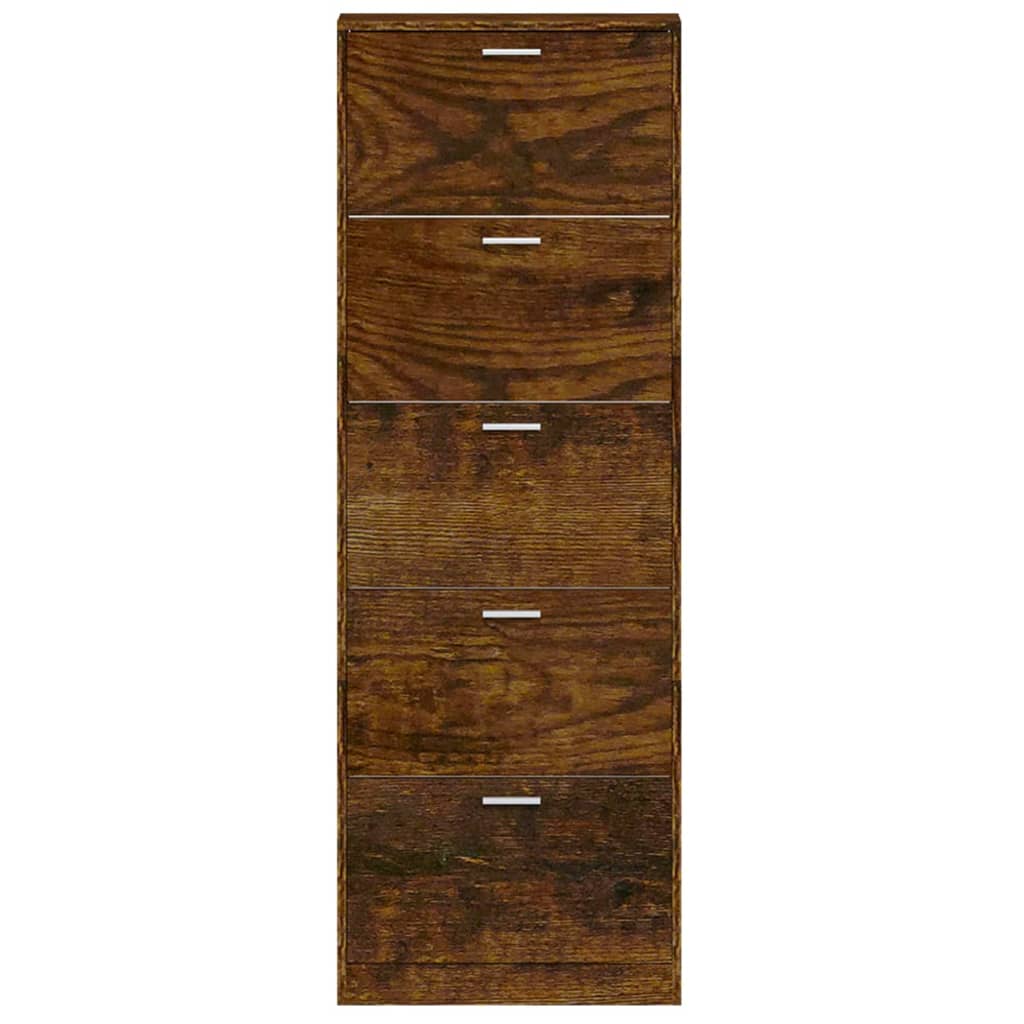 skoskab 59x17x169 cm konstrueret træ røget egetræsfarve