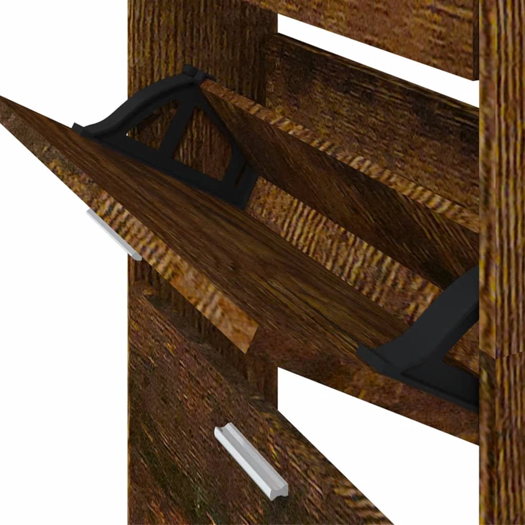 skoskab 59x17x169 cm konstrueret træ røget egetræsfarve