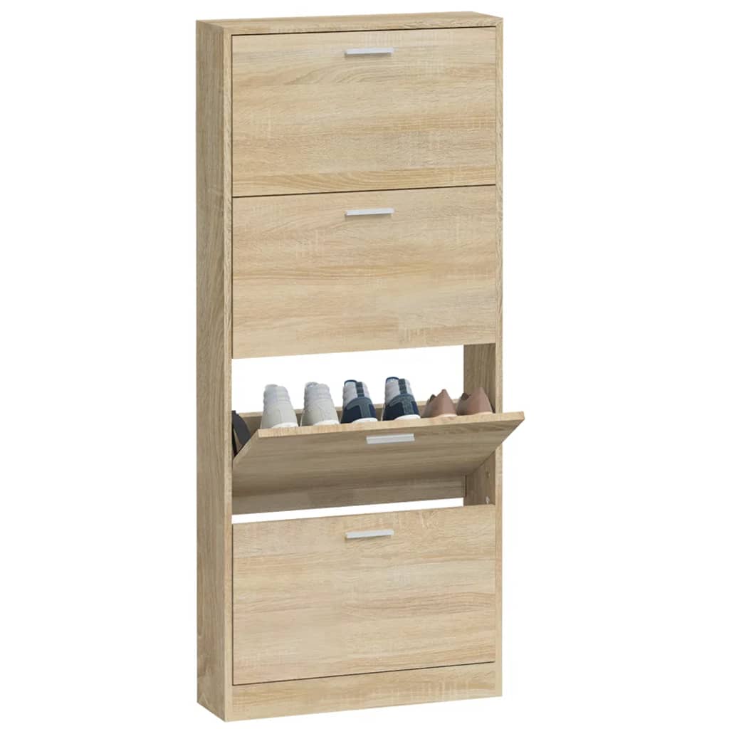 skoskab 59x17x150 cm konstrueret træ egetræ