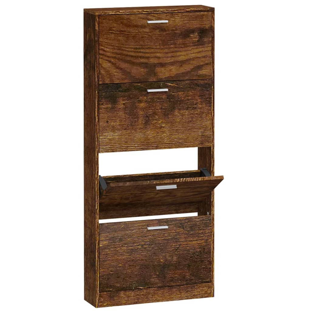 skoskab 59x17x150 cm konstrueret træ røget egetræsfarve
