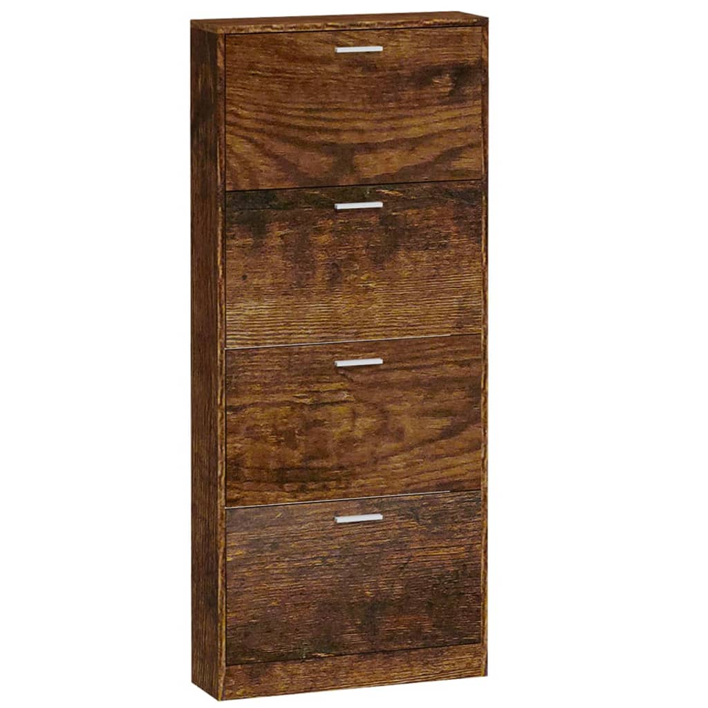 skoskab 59x17x150 cm konstrueret træ røget egetræsfarve