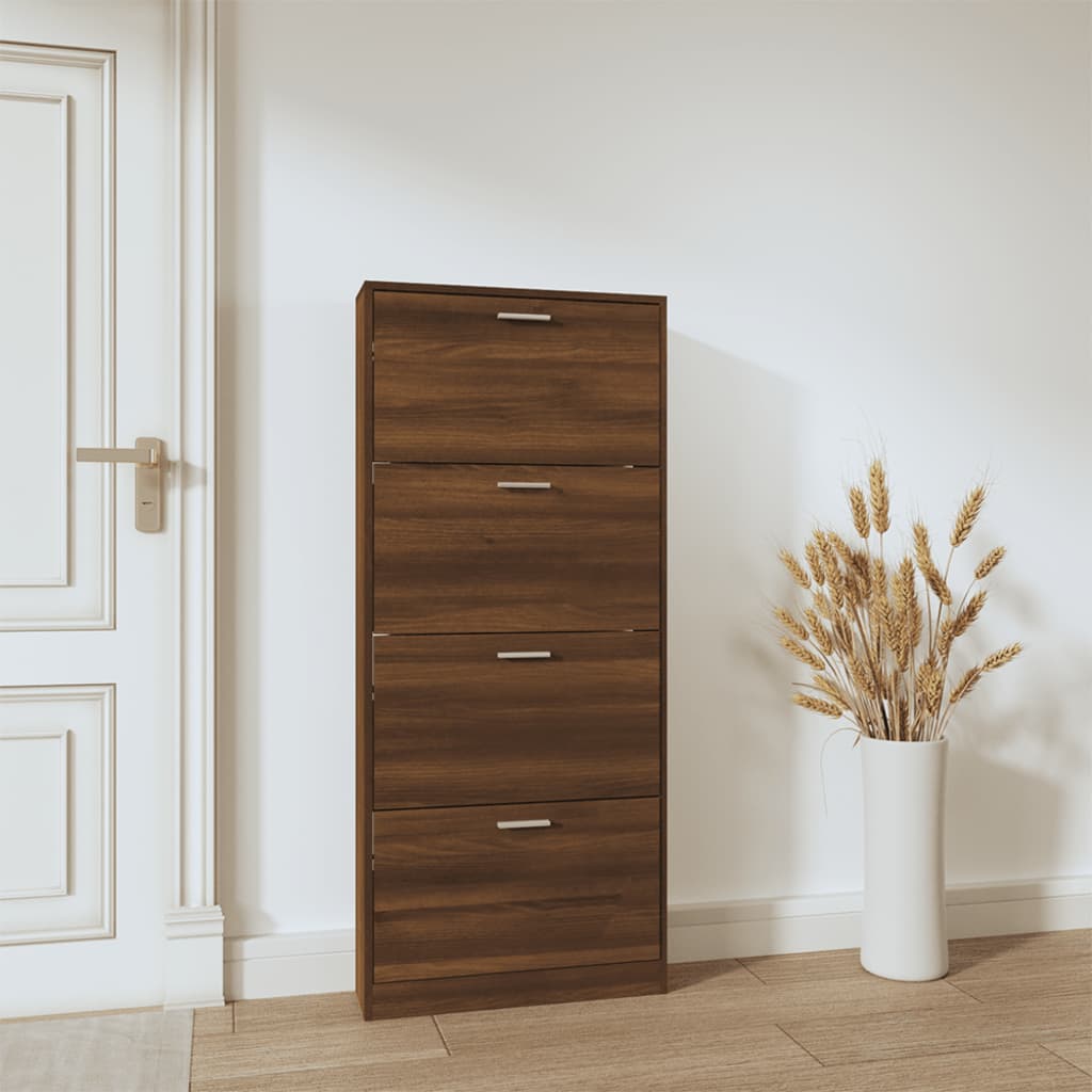 skoskab 59x17x150 cm konstrueret træ brun egetræsfarve